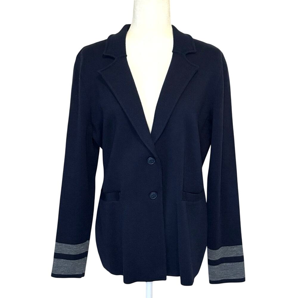1901 Ponte Knit Blazer Women's L Navy Blue Nautical Minimalist